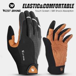 West bike-luvas de ciclismo para homens e mulheres, à prova de choque, respirável, tela sensível ao toque, para mtb, bicicleta de estrada, motocicleta, esportes - Image 1
