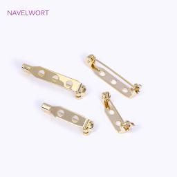 14K Banhado A Ouro Broche De Segurança para Fazer Jóias, Metal De Latão, One-Piece Pin Estreito, Back Lock Broche, Pin Base, Badge Holder - Image 1