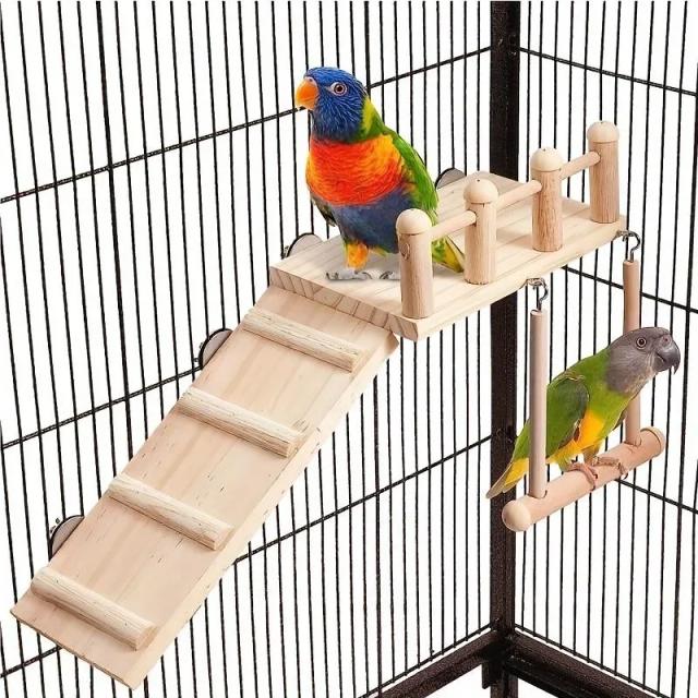 Brinquedo de Escalada para Pássaros: Plataforma, Poleiros e Acessórios de Ginásio para Papagaios
