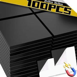 100/50 pçs folhas autoadesivas quadradas magnéticas diy artesanato macio pegajoso ímãs flexíveis casa geladeira escritório ímã adesivos - Image 1