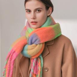 Lenço de malha xadrez para homens e mulheres, xale de caxemira, Lady Wrap, Tassel Scarves, Pashmina, grosso, quente, inverno, novo - Image 2