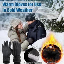 Gobygo 1 par luvas de esqui de inverno engrossado frio antiderrapante à prova dwaterproof água tela de toque luvas de pulso estendido equitação luvas de esqui das mulheres dos homens - Image 2