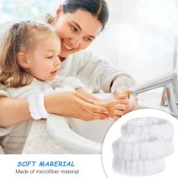 Lavagem de rosto headbands para mulheres coral velo faixas de cabelo manguito à prova dwaterproof água bandas absorventes cabeça banda acessórios para o cabelo conjunto - Image 2