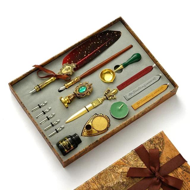 Conjunto de Canetas de Tinta Caligráfica Criativa em Estilo Retro, Ideal para Artesanato e Papelaria