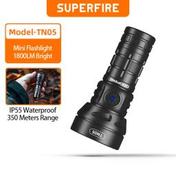 Nova superfire tn05 mini 1800lm lanterna 18350 usb c recarregável edc led tocha 20w de alta potência para acampamento situações de emergência - Image 1