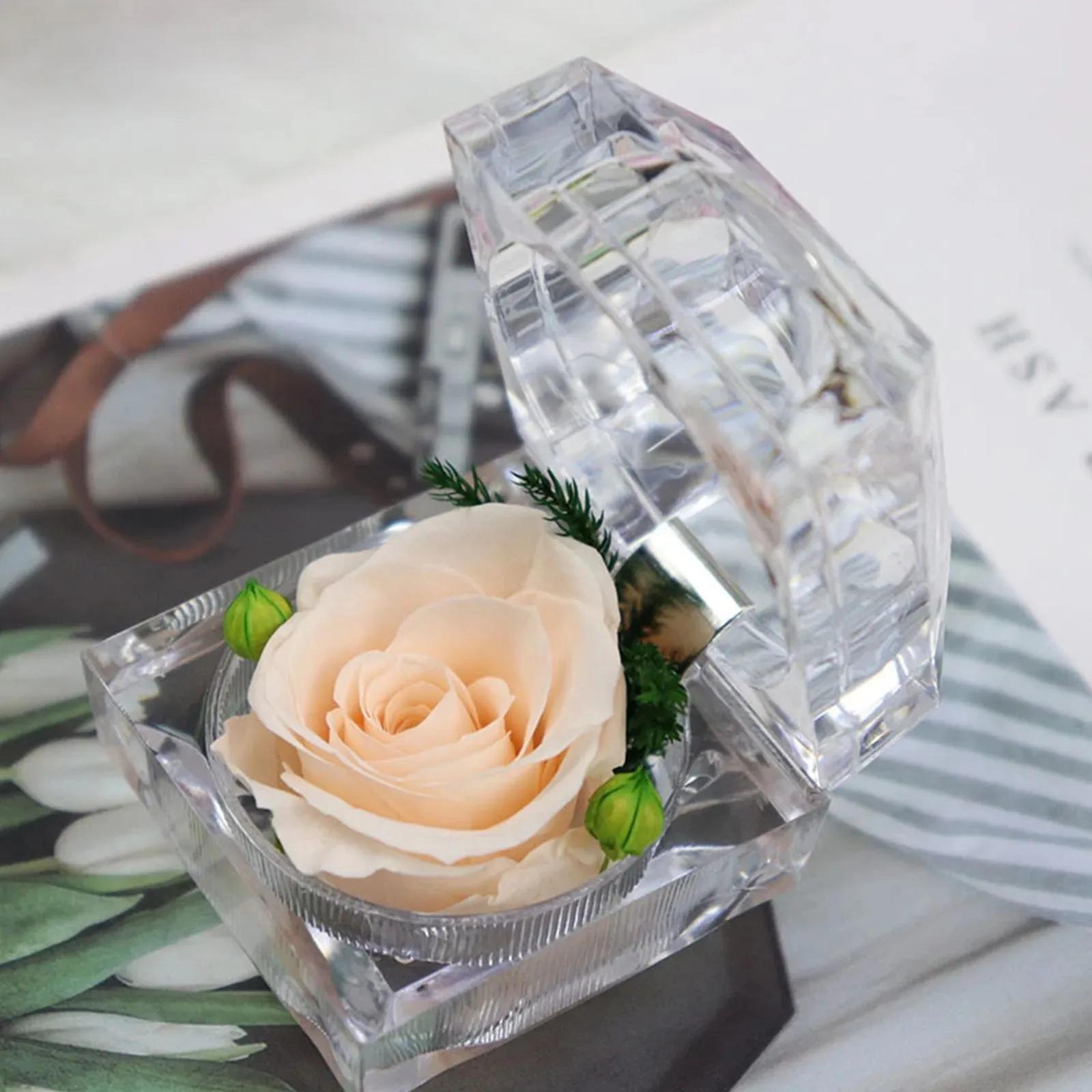 Imortal Preservado Rose Flower Decorações, Real Crystal Box, Casamento, Valentim, Aniversário, Aniversário, Presentes Criativos - Image 1