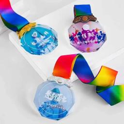 Cristal Medalha Octogonal Personalizado DIY Vidro Prêmios para Dança Cantar Esporte Competição Troféu Lembrança Crystal Craft Gift - Image 3