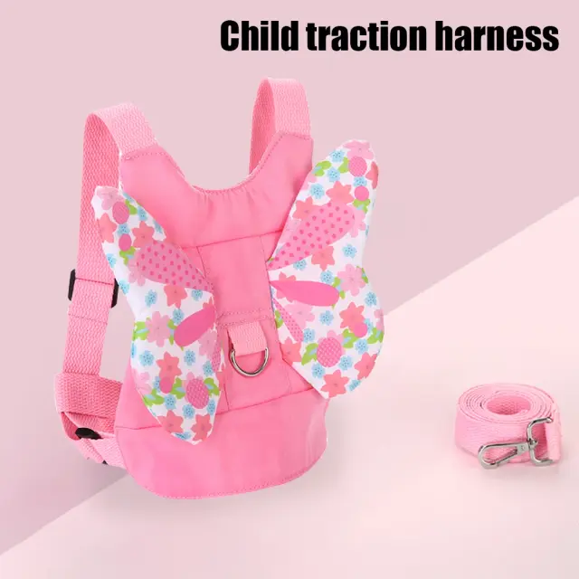 Mochila Arnês de Segurança Bebê Asas de Anjo Rosa 1.5m