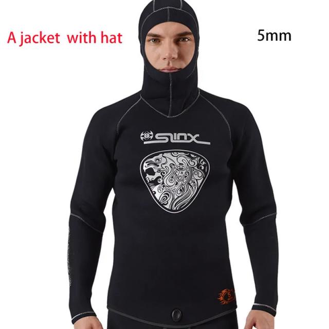 Fato de Neoprene Masculino 5mm com Manga Comprida e Capuz Térmico para Mergulho e Pesca em Águas Frias