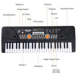BIGFGFUN-USB Piano elétrico e microfone, teclado musical digital, 16 tons, 8 ritmos, 6 músicas demo, presentes, 49 teclas - Image 3