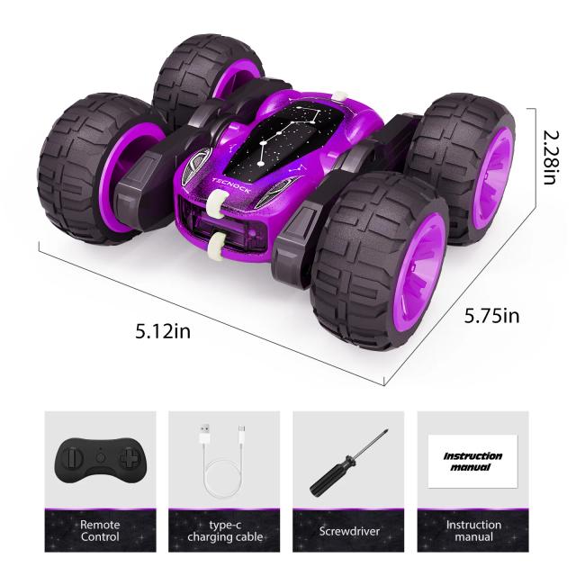 Carro de controle remoto Sinovan com carregamento leve e tipo C, carros RC off-road 4WD, giro dupla face e 360 °   Girar brinquedos infantis para carro acrobático RC