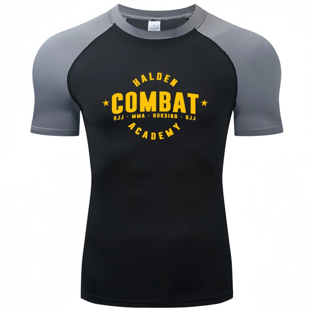 Camisas de compressão atléticas impressas para homens, secagem rápida, protetor de erupção respirável, tops apertados, MMA, BJJ, verão - Image 1