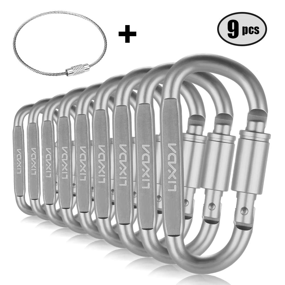 Lixada-liga de alumínio D-ring bloqueio mosquetão Clip Set, parafuso de bloqueio, pendurado gancho, fivela Keychain, Outdoor Multi Tools, 9 Pack - Image 5