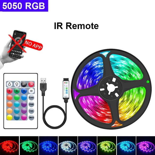 Iluminação LED Bluetooth Decorativa para Quarto - Fitas RGB Flexíveis de 1m a 30m para Festas e Ambientes com Wi-Fi