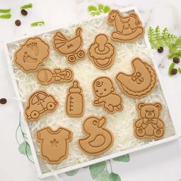 Chá de bebê cookie embosser molde dos desenhos animados cookie molde casa cozimento diy fondant molde 3d biscoito imprensa corte morrer decoração do bolo - Image 3