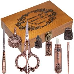 Kit De Costura Vintage Completo Estilo Europeu Antigo Bordado Tesoura Conjunto Retro Costura Diy Artesanato Suprimentos com Agulhas Tesoura - Image 1