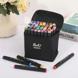 24/48/80 cores conjunto de canetas marcadoras de arte oleosa para desenhar esboçar de cabeça dupla marcadores à base de ponta oleosa graffiti mangá escola arte suppli - Image 1