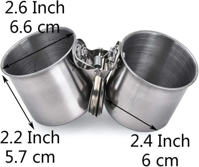 Bowl de Aço Inoxidável para Comida e Água com Suporte de Madeira para Papagaios e Aves - Acessório Ideal para Gaiolas de Animais de Estimação