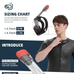 Novo mergulho snorkeling máscara homem/mulher câmera suporte usando tecnologia de snorkel seco superior subaquático rosto cheio k4 máscara de natação - Image 3