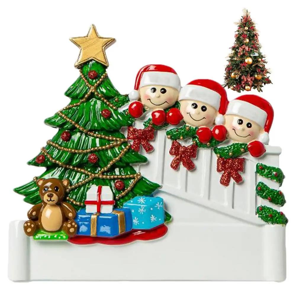 Família de Christmas Tree ornamento, pingente personalizado, Abertura Presente, Resina Liga, Bênção Nome - Image 1