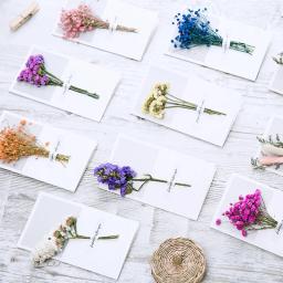 1-5 cartões de presente dos pces convite de casamento céu estrelado flores secas manuscritos bênção obrigado do aniversário você cartão de presente do dia das mães - Image 5