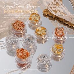 Folha para manicure ouro prata irregular alumínio 3d brilhos lantejoulas artesanato papel adesivos de unhas arte decoração diy ferramentas decorativas - Image 1