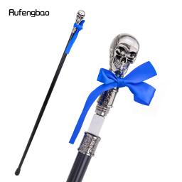 Cabeça de crânio com gravata borboleta, vara de caminhada de articulação única com placa escondida, placa de cana de autodefesa, cosplay, bastão de crossa 93cm - Image 1