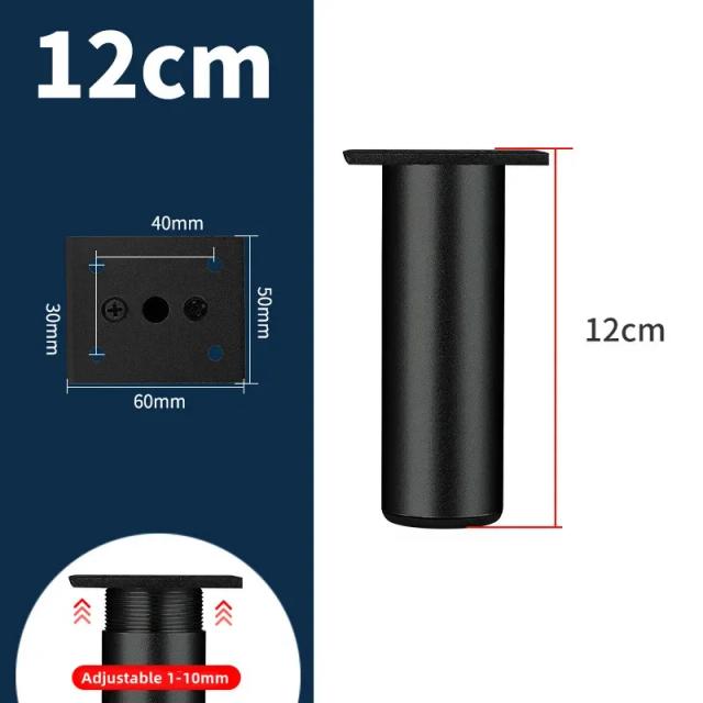 Pés Ajustáveis em Alumínio Espesso para Móveis, Suporte para TV, Camas e Sofás, 6-40cm - 1 Unidade com Parafusos Inclusos