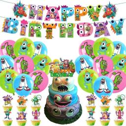 My Singing Monster Party Supplies Set, Favores, Balões, Cake Topper, Banner, Swirl Decoração, Decoração de aniversário - Image 1