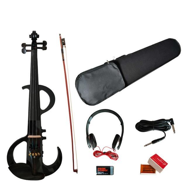 Violino Elétrico 4/4 Preto Profissional para Iniciantes com Caixa e Arco Inclusos