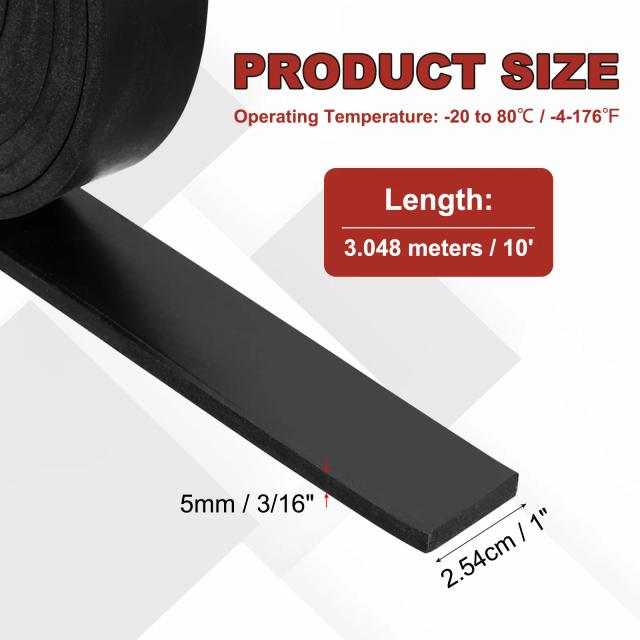 Tiras de Borracha Neoprene Rolo Sólido 1.2-6m - Vedação e Isolamento Premium