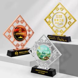 Troféu De Metal Estilo Chinês, Personalizado, Ouro, Prata e Cobre, Prêmio Comemorativo, Troféu De Cristal, Decoração Para Casa, High End - Image 1