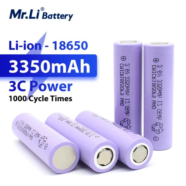 Baterias Recarregáveis de Lítio-Ion 18650 3.7V 3350mAh Alta Potência para Drones, Ferramentas Elétricas e Brinquedos Novas e Originais