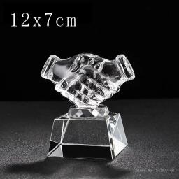 Personalizado gravado cristal troféu, Handshake modelagem para ganhar, competição reunião anual, excelente prêmio, 1pc - Image 2