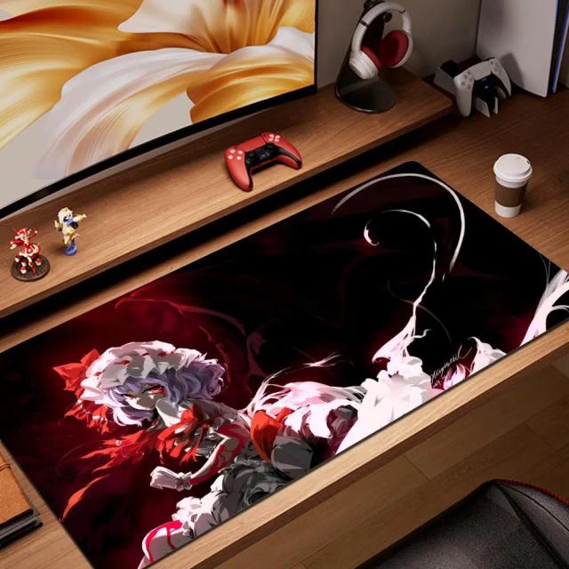 Tapete Gamer Não Deslizante Remilia Escarlate para Teclado e Mouse - Acessórios Ideais para Setup de Jogos e Computador