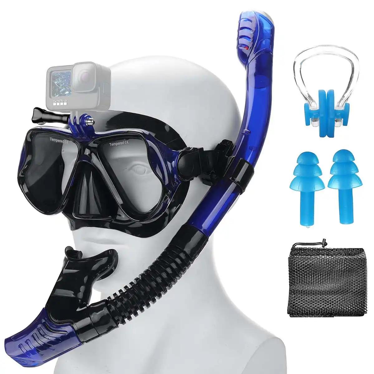 1 conjunto de máscara de mergulho snorkel profissional e snorkels óculos mergulho natação fácil tubo respiração conjunto snorkel máscara - Image 1