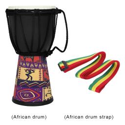 Tambor africano djembe 4/8 polegadas, tambor portátil esculpido à mão com padrões artísticos coloridos, instrumento musical tradicional de percussão - Image 3