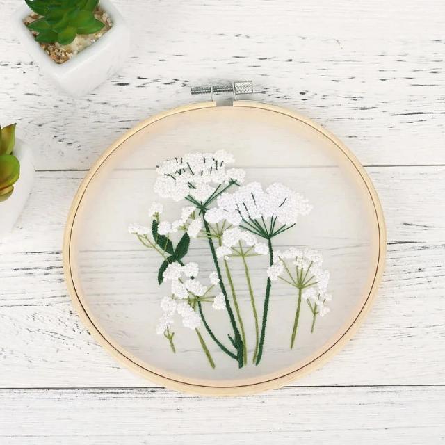 Kit de Iniciação em Bordado: Ferramentas para Artesanato com Padrões de Flores e Plantas em Ponto Cruz