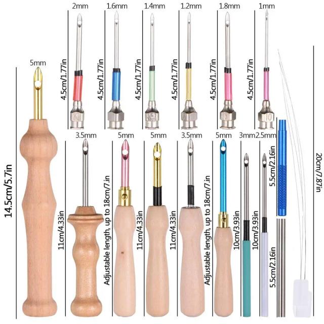Kit de Ferramentas de Bordado com Agulha Punch e Fio Ajustável para Tapetes e Ponto Cruz