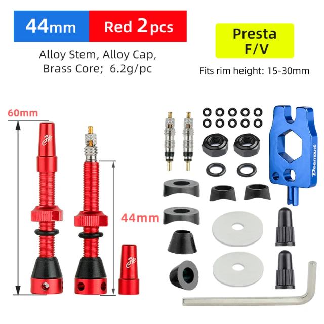 Válvula Presta F/V Bicicleta Liga Alumínio Latão 44/60/80mm