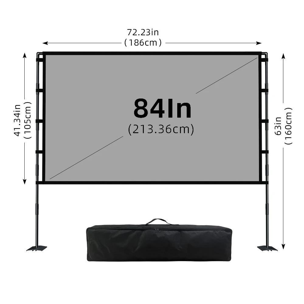 VEIDADZ-Tela do projetor com suporte, cinza, anti-luz, placa de ferro dobrável, suporte duplo, saco de transporte portátil, 84-120 Polegada - Image 1