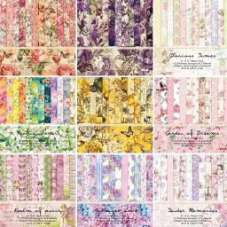 Estilo colorido Floral Papel de fundo, Scrapbook Pads, DIY Pads, Journal Art, Artesanato artesanal, Papelaria, 12 folhas - Image 1