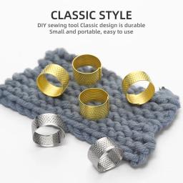 Dedal ajustável para bordado acolchoado, protetor de dedo dourado e prateado, anéis artesanais de cobre, ferramentas de costura DIY - Image 6