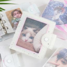 Mini Álbum de Fotos com Fivela Magnética Fecho, 3 Anéis, Glitter Photocard, A8 Binder, Livro Suporte Kpop, 10 Folhas, 20 Bolsos, 3" - Image 2
