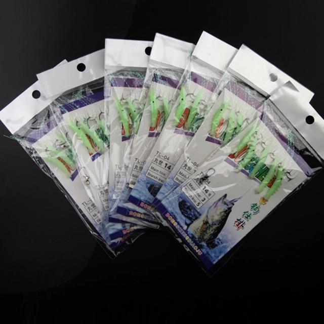 Conjunto Brilhante de Iscas de Pesca Macia - Camarão Luminoso Sem Verme, 5 Pacotes para Pesca Noturna