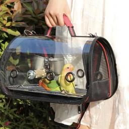 Gaiola para transporte de pássaros com poleiro, transporte espacial respirável, mochila para pássaros, mochila multifuncional para pássaros, ao ar livre - Image 4