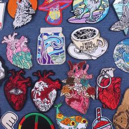 Ferro em patches para roupas, diy, diy, bordados, rock, coração, van gogh, punk, motociclista, apliques, listra - Image 1