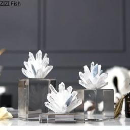 Flor de cristal artesanato base mármore escultura design moderno ornamentos sala estar mobiliário mesa decoração criativa obras de arte - Image 3