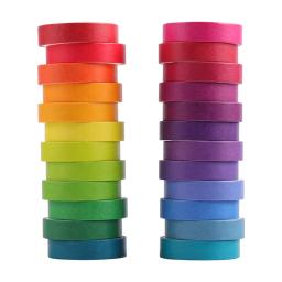 24 pçs arco-íris washi fitas básicas decorativo fita adesiva diário suprimentos fita de mascaramento artigos de papelaria scrapbooking washi conjunto de fita - Image 1