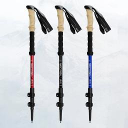 Bastões anti-choque ultraleves, alumínio, caminhadas ao ar livre, trekking telescópico, pólos de escalada, bengalas, 135cm, 1pc - Image 2